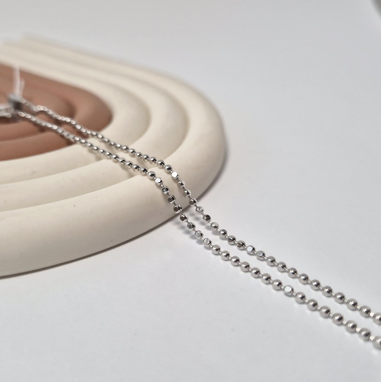 Ланцюжок із кульками срібло 925 проби родоване 3,69 г 45 см (plqd180rod)