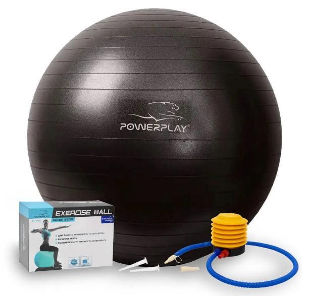 Фитбол для фитнесаPowerPlay 4001 Gymball с насосом Ø 65 см Черный (PP_4001_65_Black)