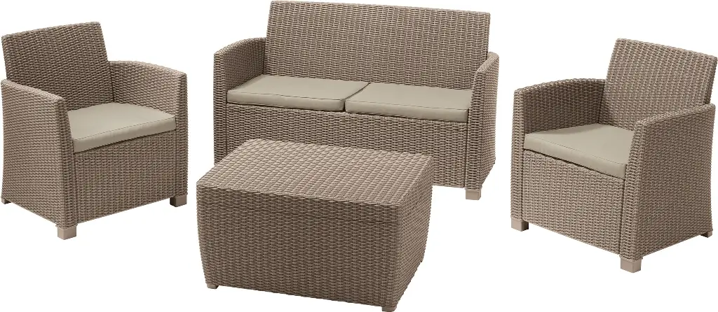 Комплект садових меблів Keter Corona Mia Set With Cushion Box Капучино (CNT00008311)