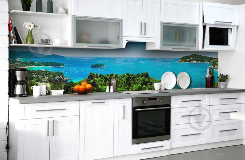 Скинали на кухню Zatarga «Райские воды» 600х2500 мм виниловая 3Д наклейка кухонный фартук самоклеящаяся