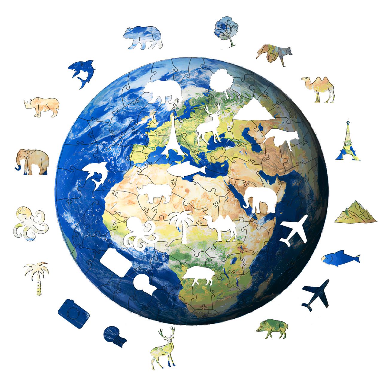 Пазл деревянный Планета Земля А4 (756)