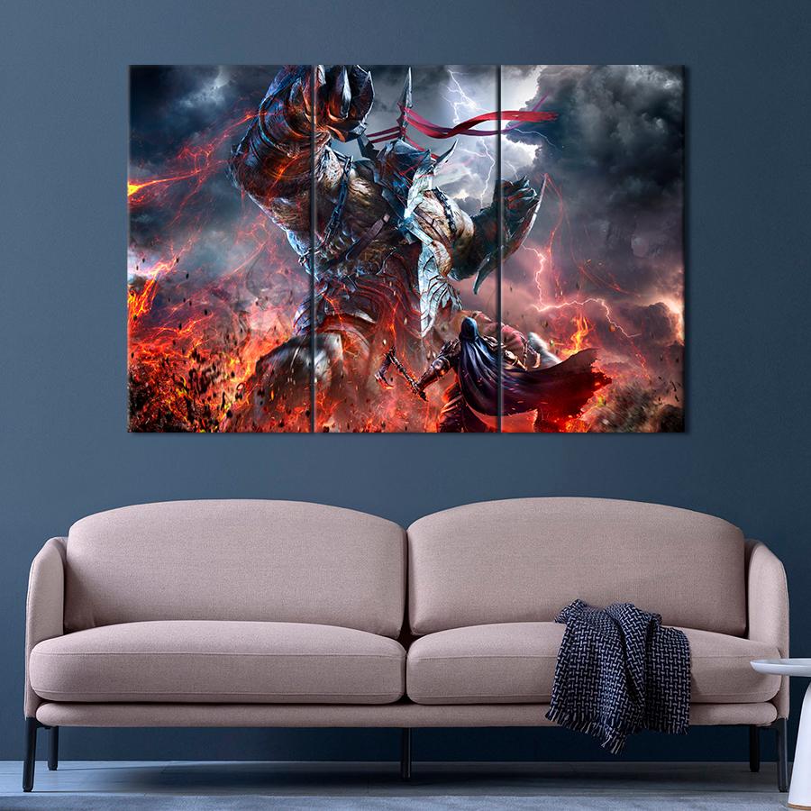 Настенний декор Воин и титан Lords of the Fallen 128x81 см (A239-3)