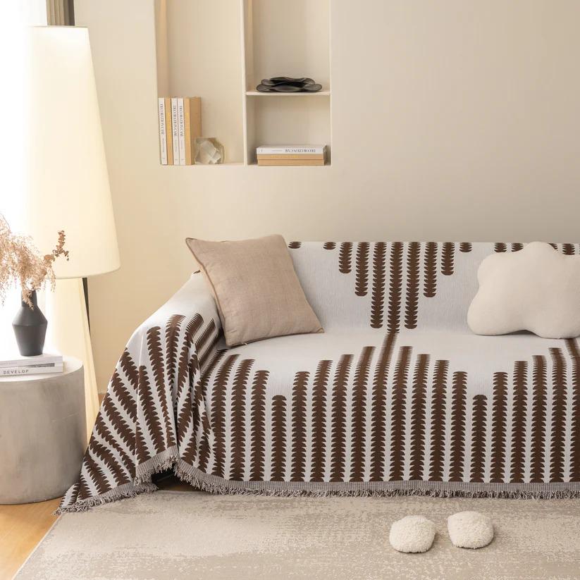 Плед покривало на диван та ліжко для м'яких меблів з візерунком 180х230 см Біло-коричневий - фото 8 Плед покривало на диван та ліжко для м'яких меблів з візерунком 180х230 см Біло-коричневий - фото 8