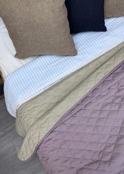 Покрывало двухстороннее микрофибра Decorator Microfiber Ромб 160х215 см Сиреневый/Бежевый (85-118 1) - фото 2