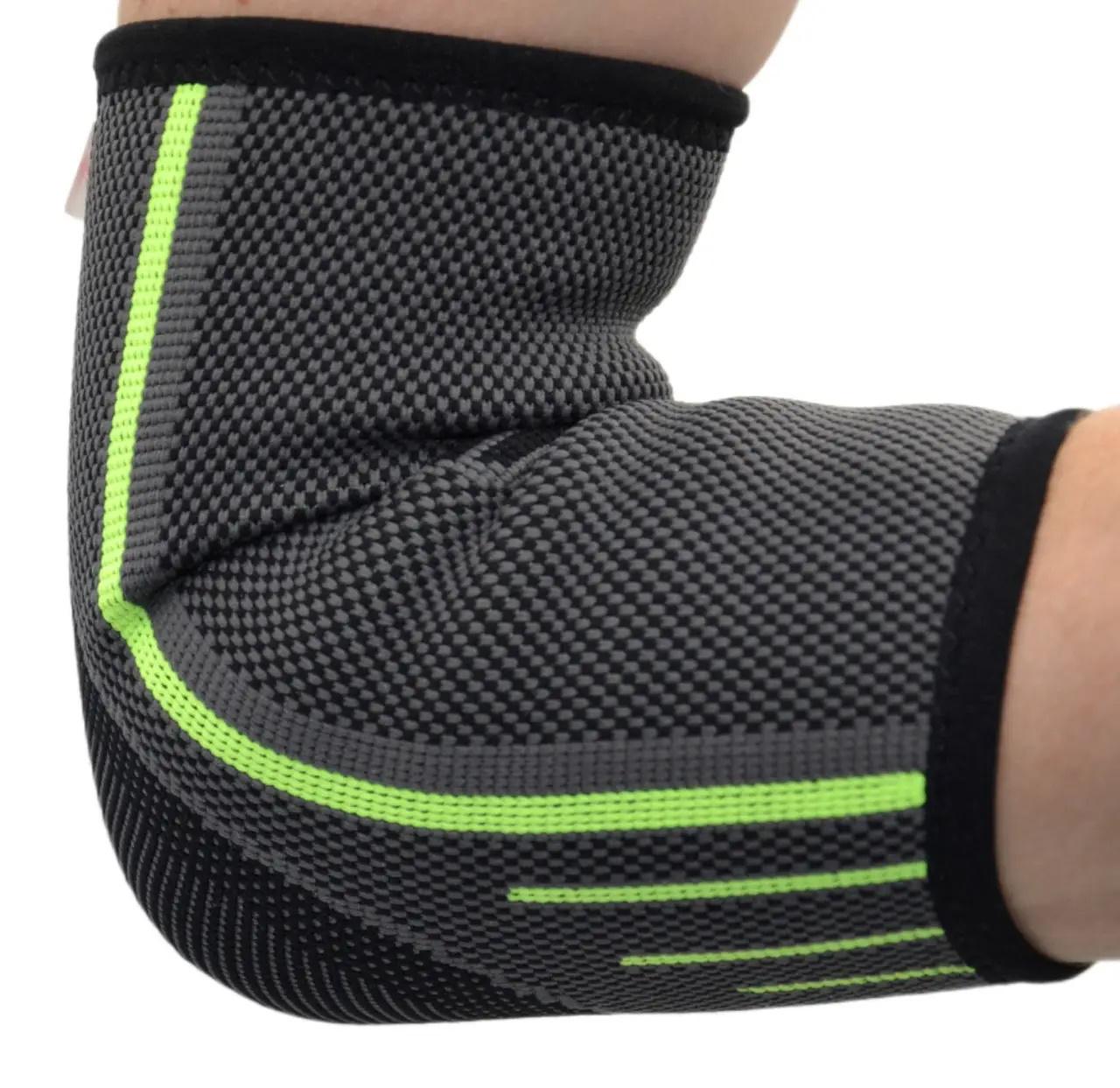 Налокітник компресійний MadMax MFA-283 3D Compressive elbow support Dark grey/Neon green M (62-68-MFA-283_M) - фото 2