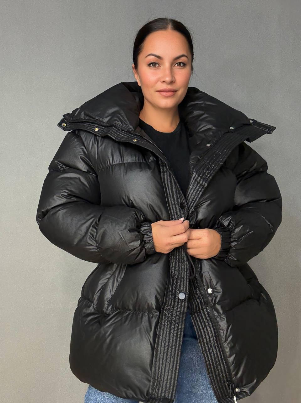 Куртка женская HAIZIYUAN 8055 пуф глянцевая удлиненная с утяжкой на талии L Черный (5582) Куртка женская HAIZIYUAN 8055 пуф глянцевая удлиненная с утяжкой на талии L Черный (5582)