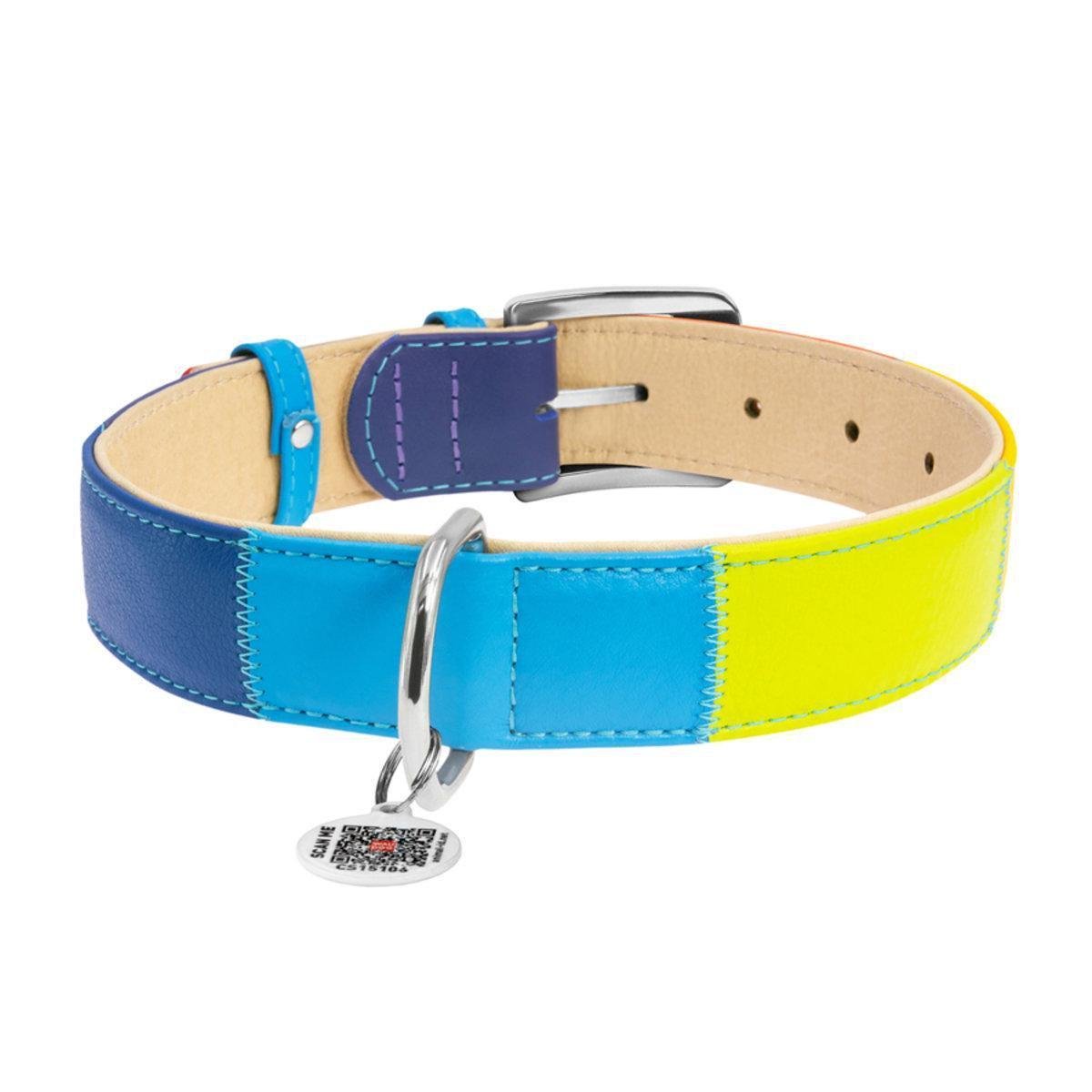Ошейник для собак кожаный Waudog Glamour Радуга с QR паспортом M 20 мм х 30-39 см (3920 Col) Ошейник для собак кожаный Waudog Glamour Радуга с QR паспортом M 20 мм х 30-39 см (3920 Col)