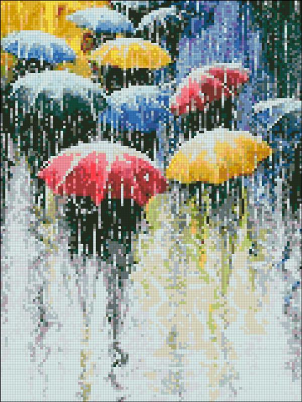 Алмазная мозаика Зонтики и дождь 30х40 см (АМШ-199)