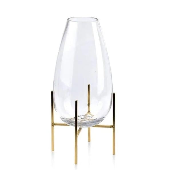 Ваза стеклянная Flora Cedric на металлической подставке 34 см (30298)