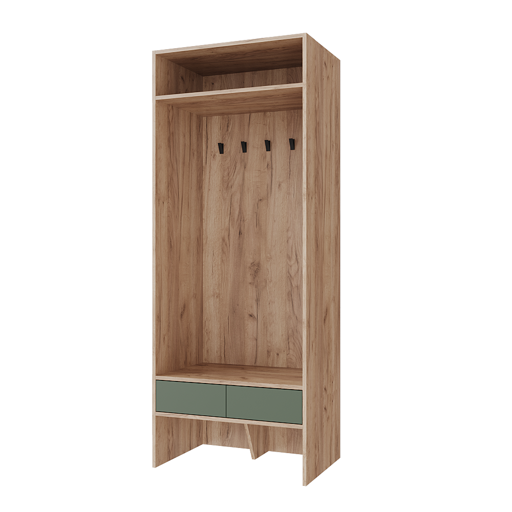 Прихожая Меблітренд Чиназес Чип-800 800х500х2050 мм Дуб крафт золотой/Зеленый дымчатый (26937939) - фото 1