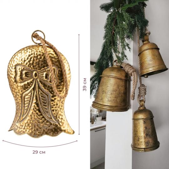 Игрушка на елку металлический колокольчик 39х29 см Золотой (150-81-6033-003) - фото 3 Игрушка на елку металлический колокольчик 39х29 см Золотой (150-81-6033-003) - фото 3