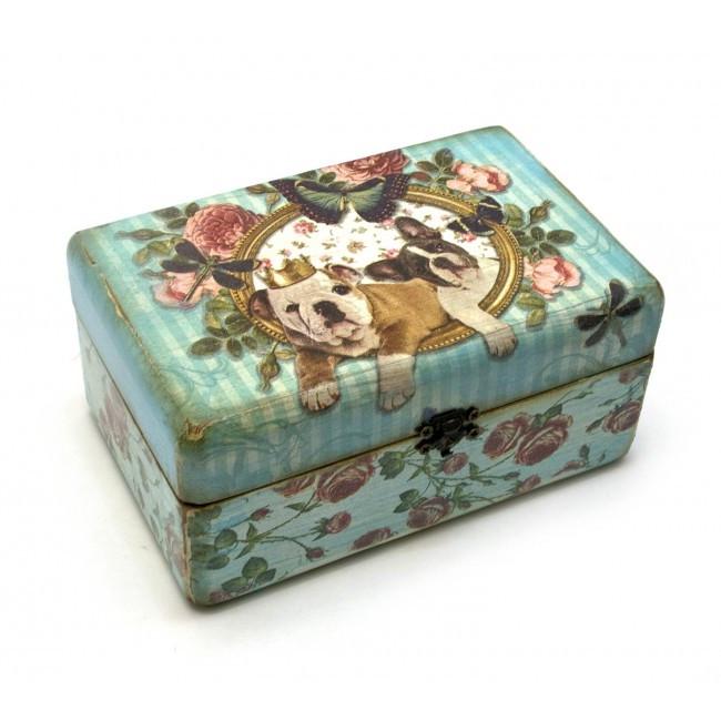 Шкатулка из массива дерева щенки 16х10х6 см