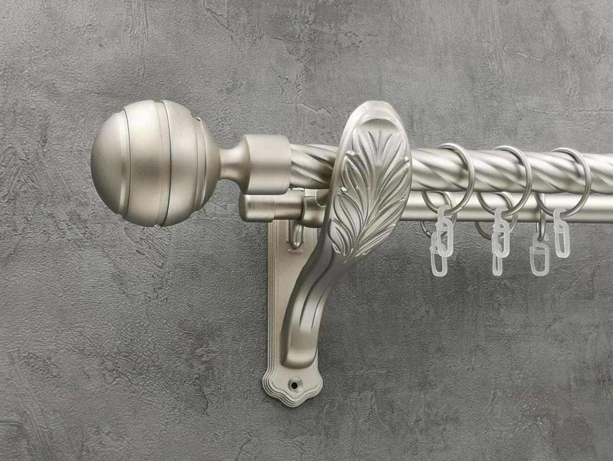 Карниз Quadrum EM235 кручена штанга подвійний ретро 25/19 мм 240 см Сатин (272284671)