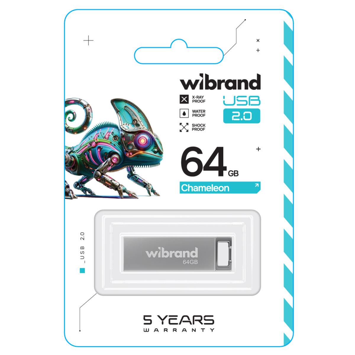 Флеш-память USB Wibrand Chameleon WI2.0/CH64U6S 64 Гб Silver - фото 2