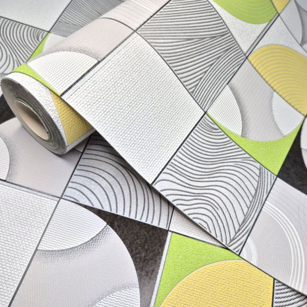 Обои виниловые Славянские обои 9410-04 для кухни/коридора 10,05x0,53 м Серый Желтый и Зеленый (2502276527)