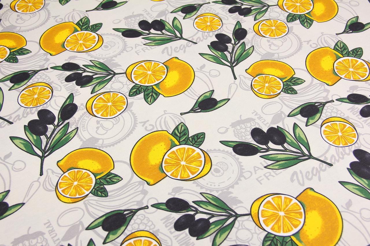 Скатерть водоотталкивающая Мальва Лимоны и маслины 120x170 см (2630371479)