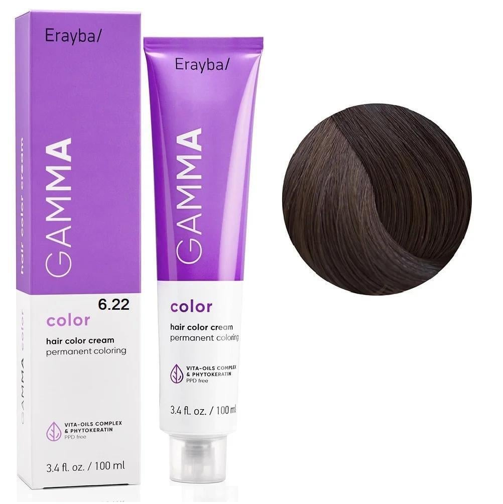 Краска для волос перманентная Erayba Gamma Color Cream 6/22 Интенсивный темно-коричневый блонд 100 мл