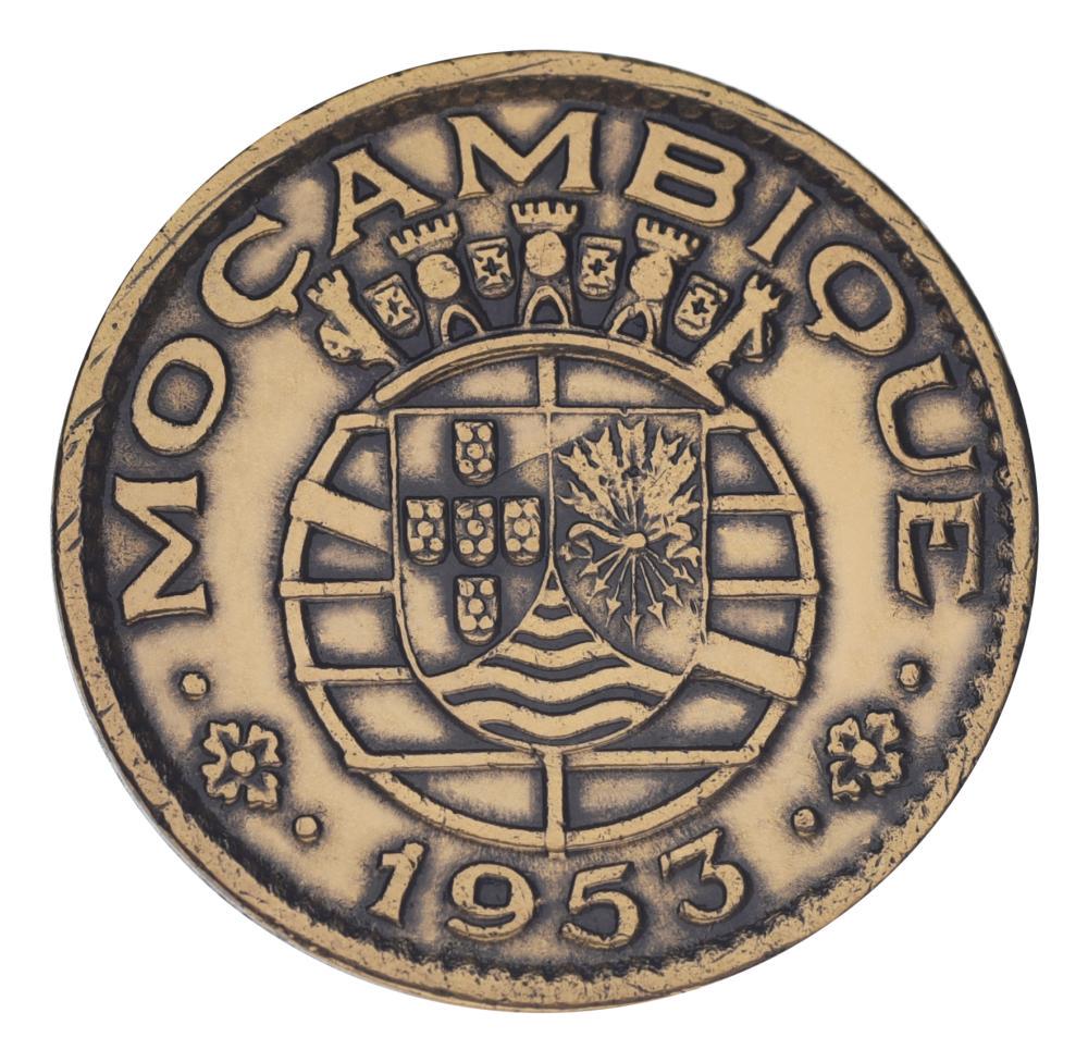 Коллекционная монета Мозамбик 1 эскудо 1953 г. VF-AU (М25640)