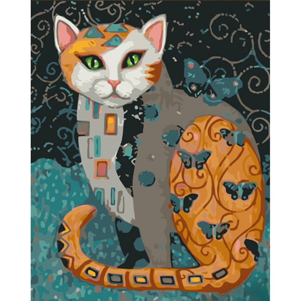 Картина по номерам Strateg Премиум Взгляд кота с лаком 30x40 см (Str-SS6808)