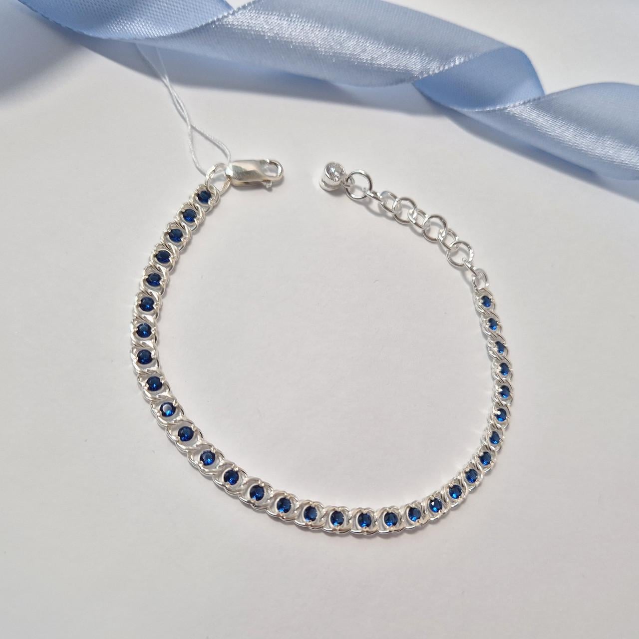 Браслет арабський бісмарк із синіми каменями срібло 925 проби 6,06 г 17-21 см (7003м)