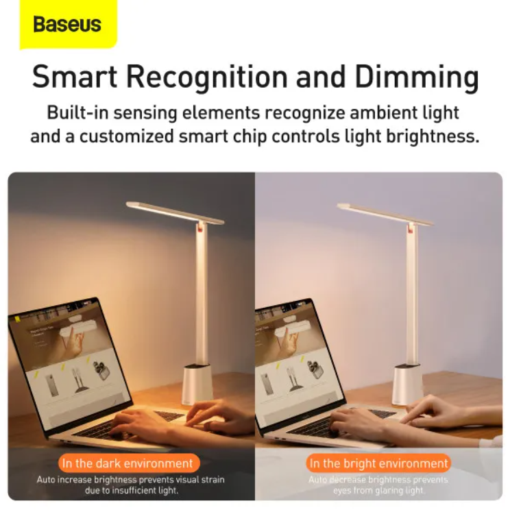 Настільна лампа BASEUS LED Smart Eye Reading Desk Lamp з вбудованим акумулятором 2200 mAh Білий (DGZG-02) - фото 11