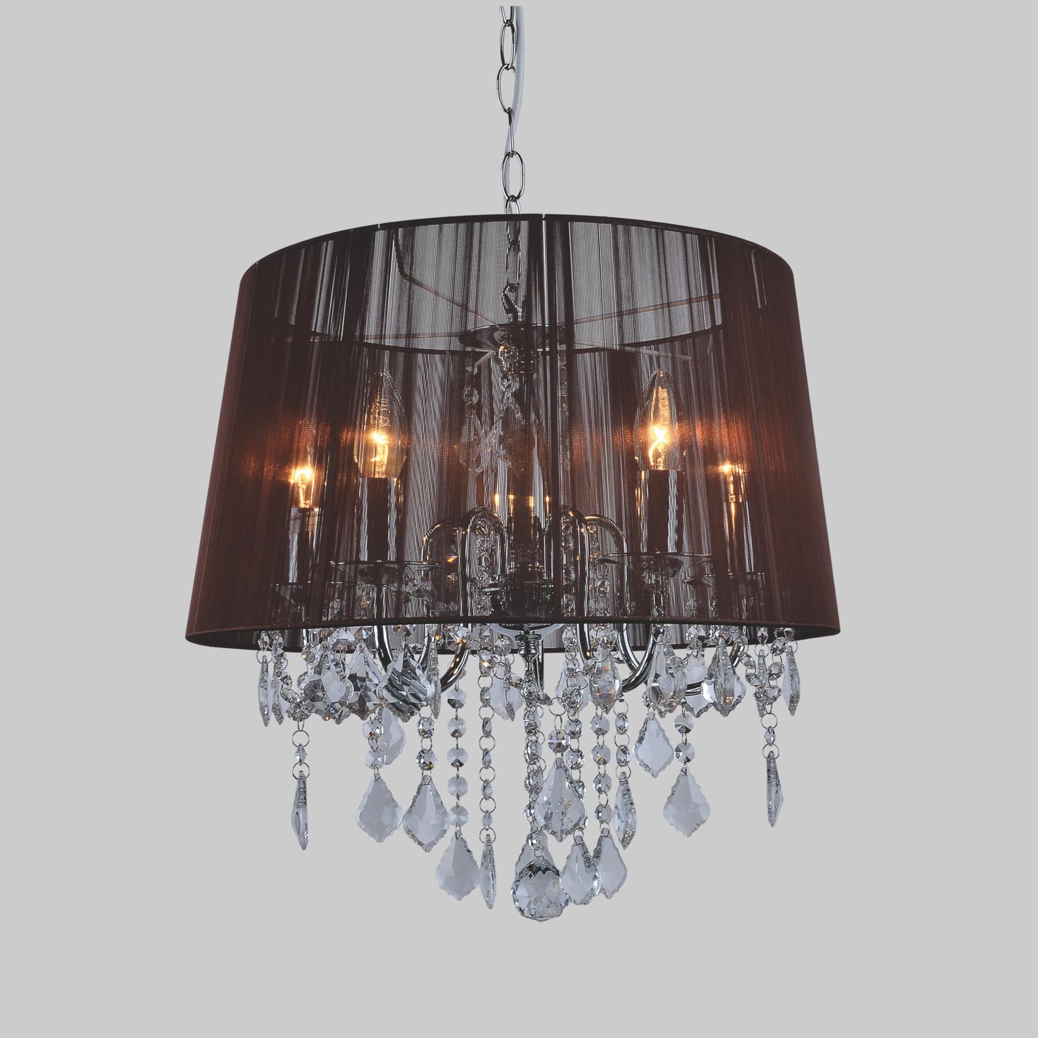 Люстра Classic с коричневым плафоном на 5 ламп Белый