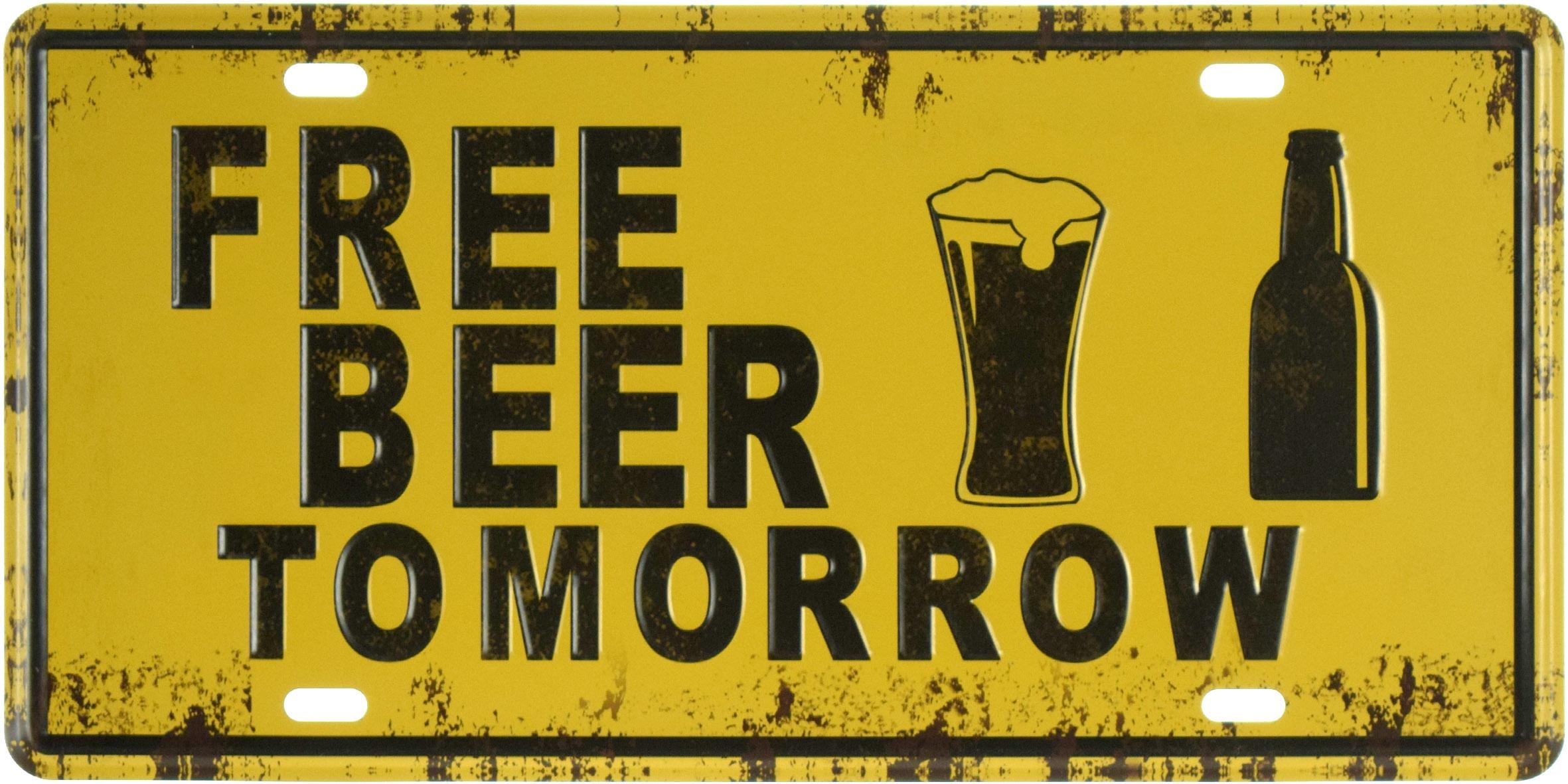 Табличка металева Безкоштовне Пиво! Завтра/Free Beer Tomorrow 15x30 см
