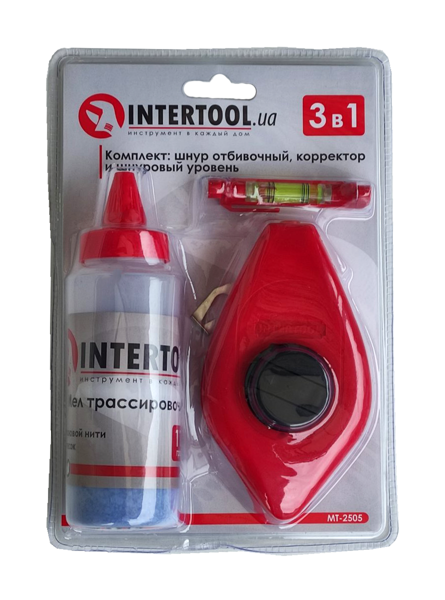 Шнур разметочный Intertool с краской и уровнем (4951)