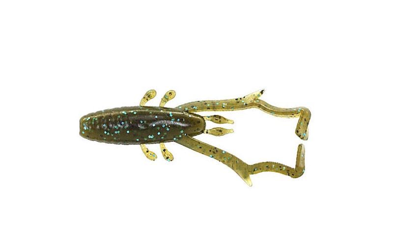 Силиконовая креветка Reins Delta Shrimp №005 для микроджига съедобный 2" 12 шт. Green pumpkin/Blue (6409)