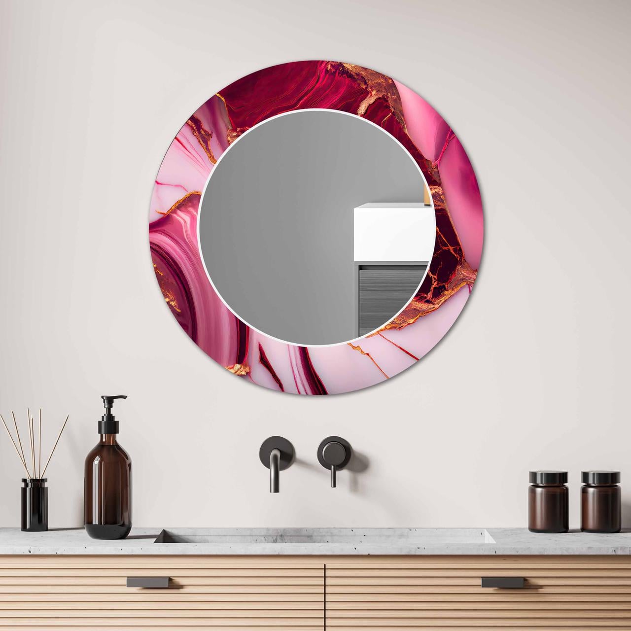 Зеркало на стену NovellaPrint с рисунком мрамора круглое 70 см (2013.3) Зеркало на стену NovellaPrint с рисунком мрамора круглое 70 см (2013.3)