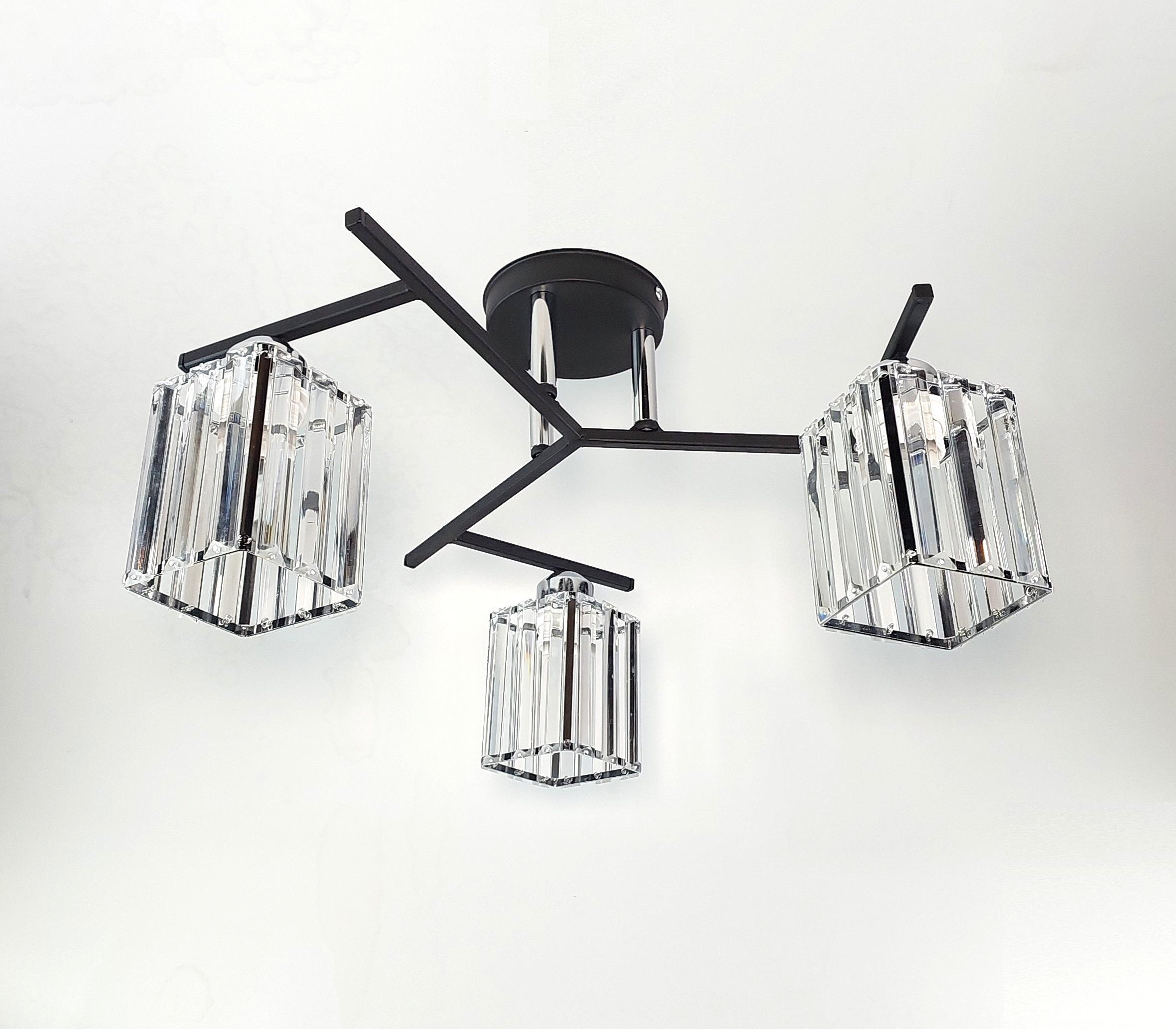 Люстра потолочная Лофт 3278/3 на три плафона металлическая Черный