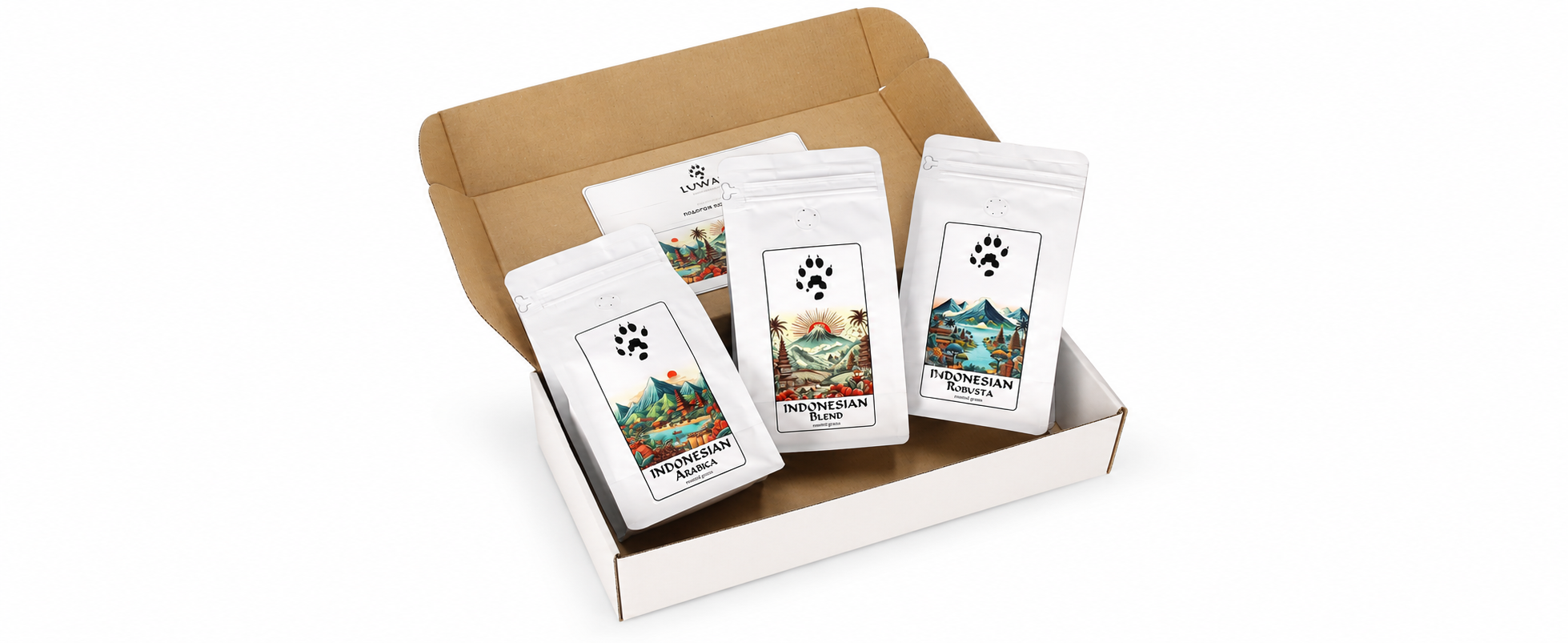 Набор кофе подарочный дегустационный LUWAK три вкуса Индонезии 3х400 г (777_02)