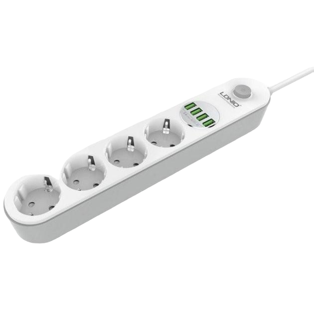 Подовжувач мережевий Ldnio SE4432 2500W 4 розетки/4 USB White - фото 1