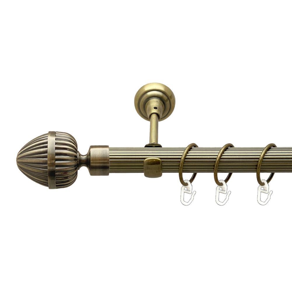 Карниз металевий Orvit Одеон однорядний відкритий/рифлена труба/кільце металеве Антик 25 мм 240 см (00-00017623)