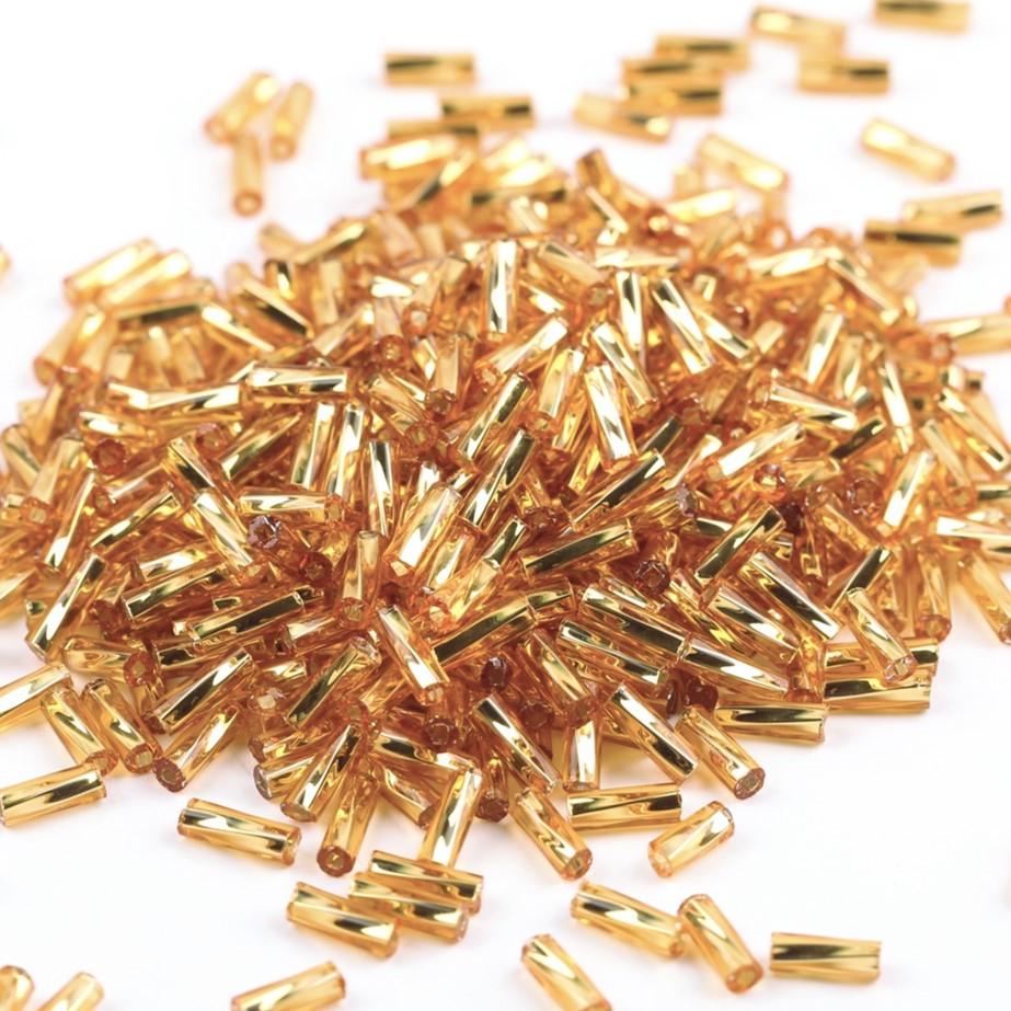 Бісер стеклярус гвинтовий блискучий 3,7х9 мм 25 г Золотистий (БР0409в49)