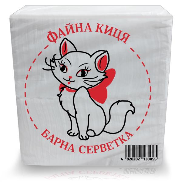Салфетки бумажные Файна киця 1 Слой 270 шт. Белый