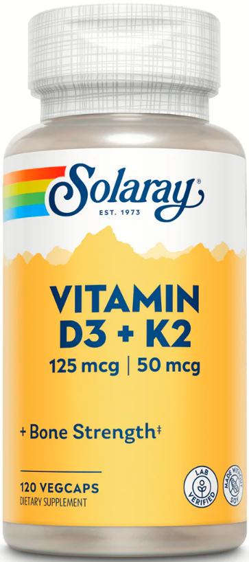Витамин D3/K2 MK-7 Solaray MK-7 5000ME 50 мкг 120 капсул