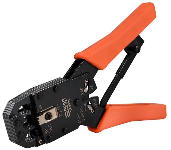 Кримпер АСКО-УКРЕМ HT-200R для обтиску 6Р4С/RJ-11/6Р6С/RJ-12/8Р8С/RJ-45/10P10C/4P4C конекторів (A0170010067)