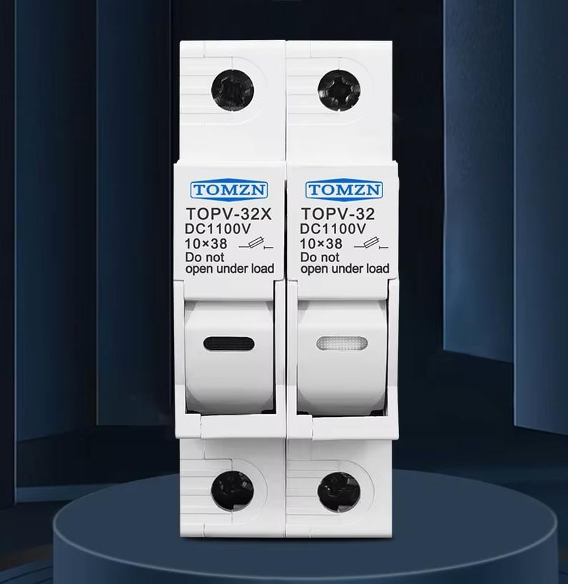 Тримач двополюсний без запобіжників 10x38 мм TOMZN для сонячних панелей LED індикація до 1100V PV клас gPV (22120338) - фото 6 Тримач двополюсний без запобіжників 10x38 мм TOMZN для сонячних панелей LED індикація до 1100V PV клас gPV (22120338) - фото 6