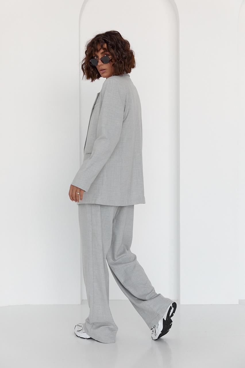 Пиджак однобортный на пуговице M Серый (11686269) - фото 8