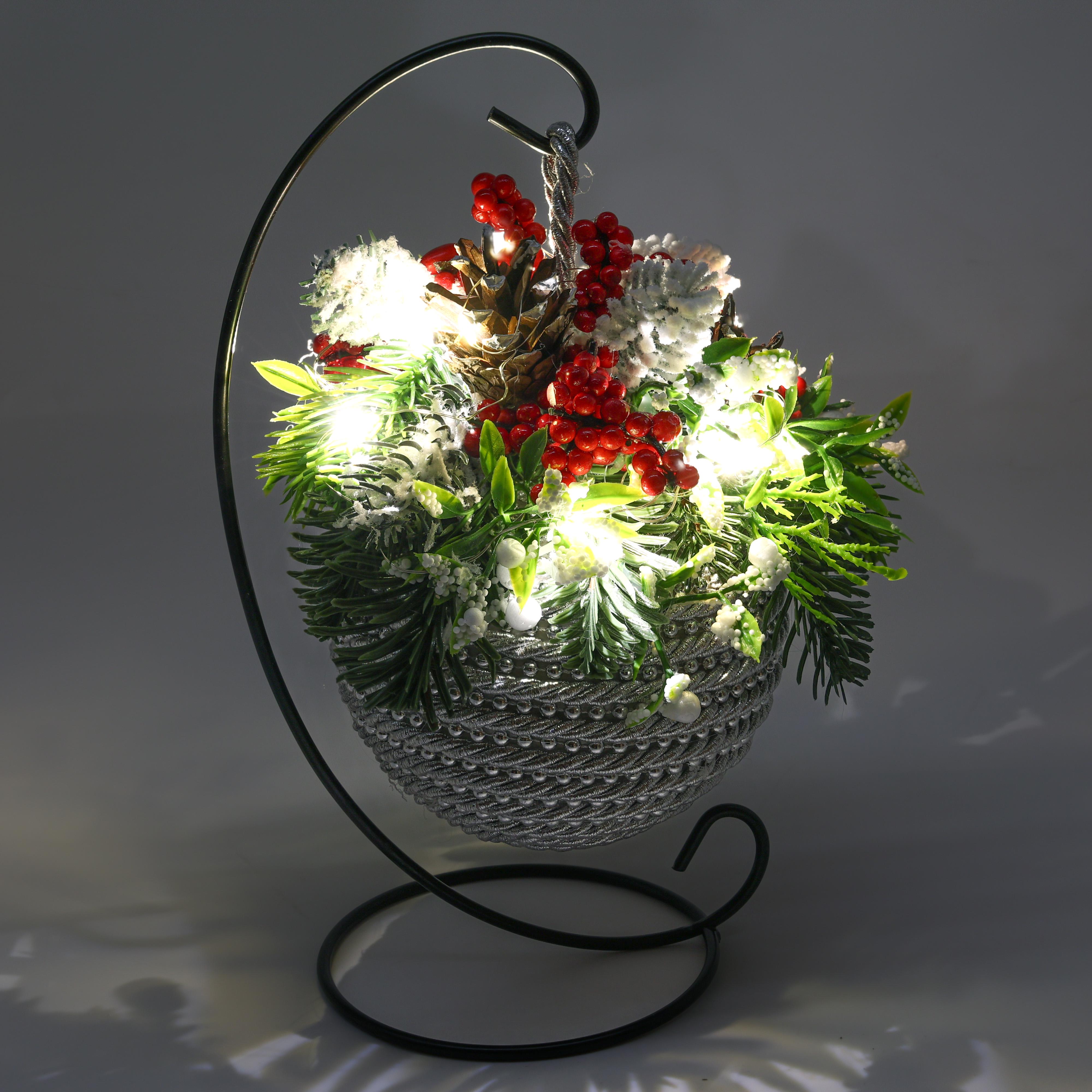 Композиция новогодняя GALA DECOR задекорированный серебристый шар 10 см (Ш1020ЛС) - фото 2 Композиция новогодняя GALA DECOR задекорированный серебристый шар 10 см (Ш1020ЛС) - фото 2