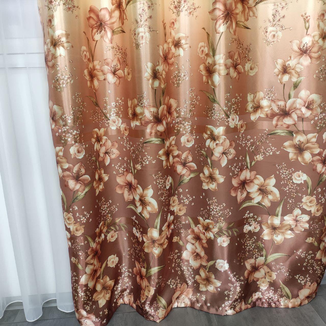 Штори ALBO з квітковим принтом 150x270 см 2 шт. Коричневий (SH-M650-3) - фото 10 Штори ALBO з квітковим принтом 150x270 см 2 шт. Коричневий (SH-M650-3) - фото 10