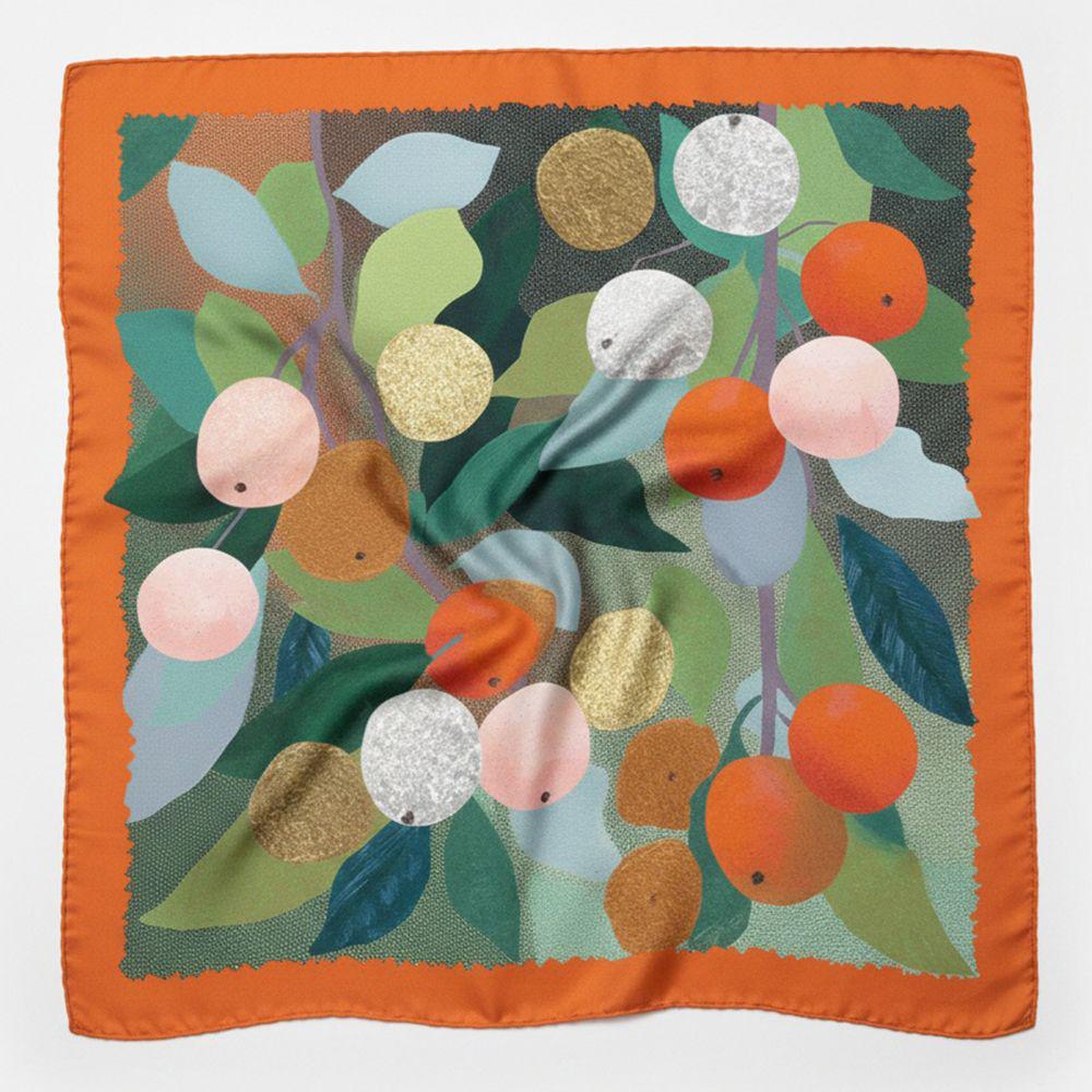 Платок шелковый Фантазийные яблоки 68х68 см (HUST_25M059)