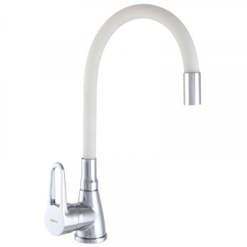 Смеситель для кухни Zerix SOP7 045 с гибким изливом Белый (ZX2668)