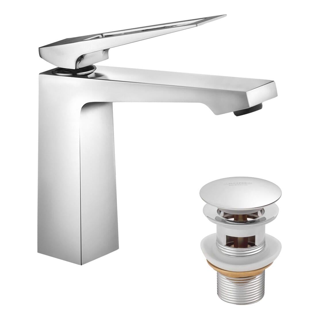 Змішувач для раковини Kroner KRP Ersel C0110BV одноважільний з донним клапаном Хром (CV035471)