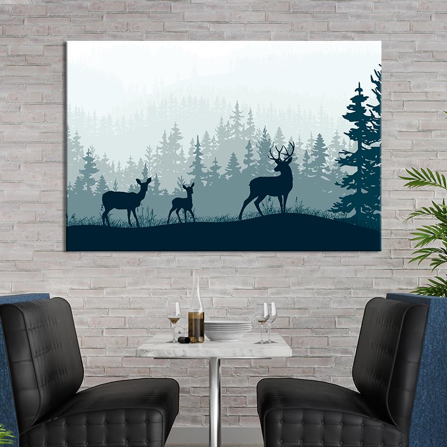 Картина на холсте Семейство оленей 80x54 см (V292-1_L)