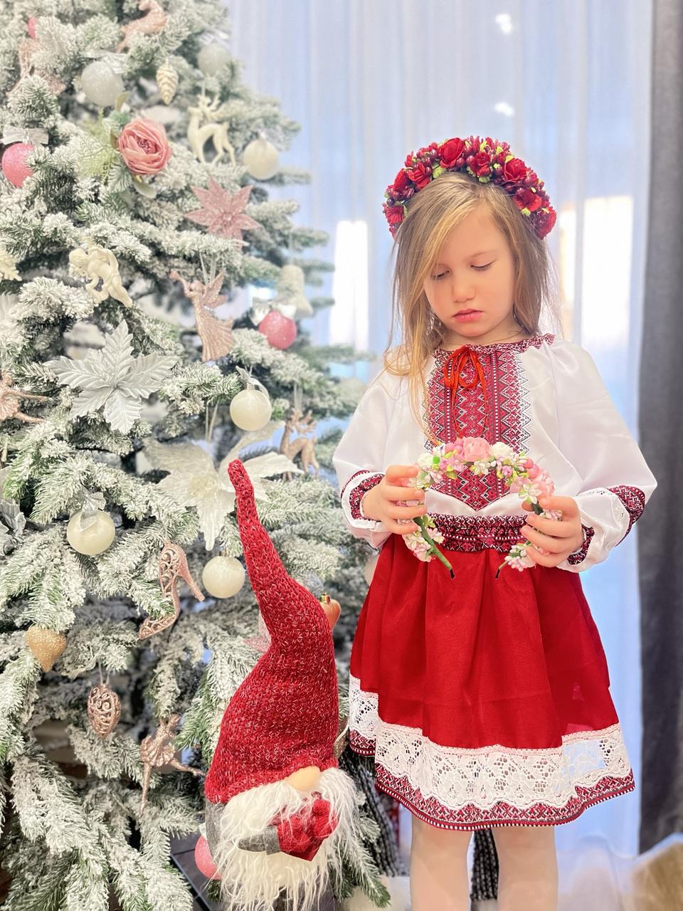 Костюм вышиванка для девочки Классический 104-110 см Белый с красным - фото 5