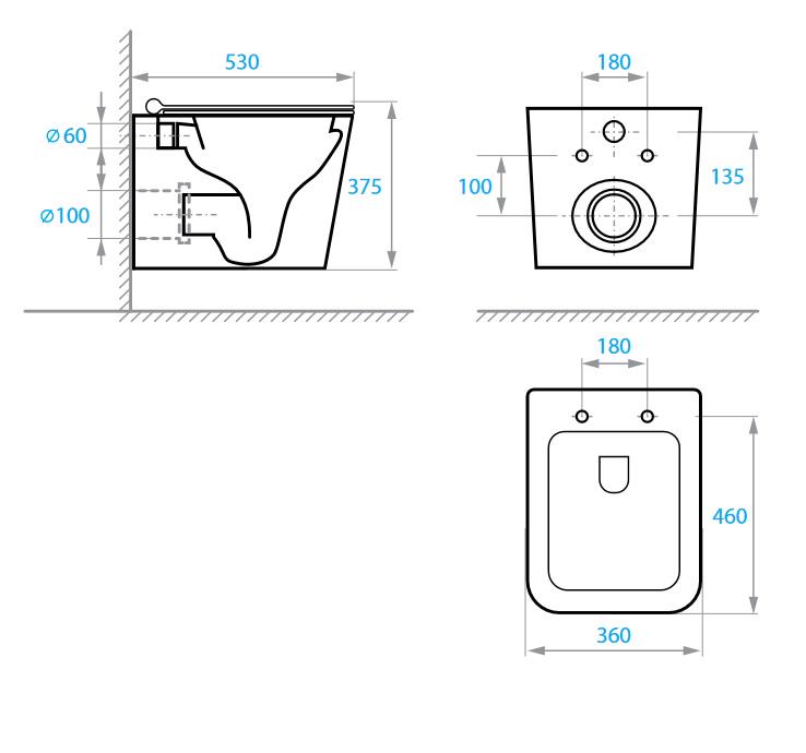 Унитаз подвесной Koller Pool Kvadro KR-0530-RQ безобедочный с сиденьем с микролифтом (195067) - фото 4 Унитаз подвесной Koller Pool Kvadro KR-0530-RQ безобедочный с сиденьем с микролифтом (195067) - фото 4