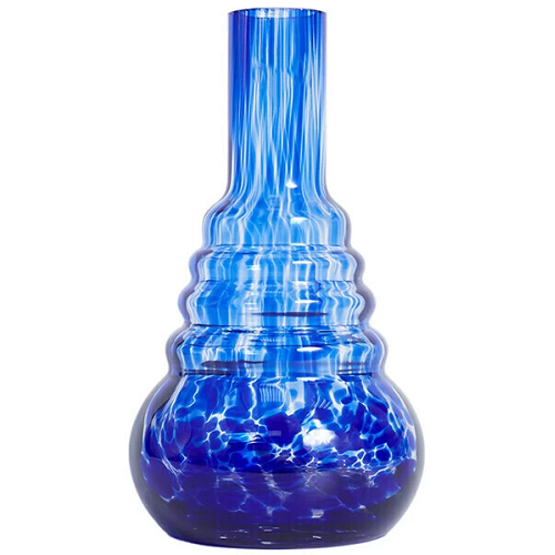 Колба для кальяну Amy 630 скляна під шахту з кліком/різьбленням Блакитний мармур