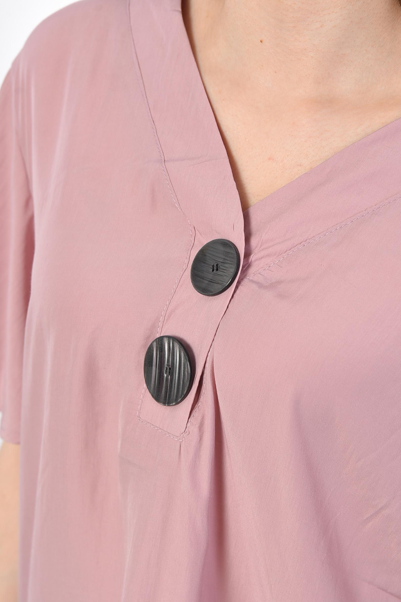 Блуза жіноча з коротким рукавом р. 48 Пудровий (176191) - фото 4 Блуза жіноча з коротким рукавом р. 48 Пудровий (176191) - фото 4